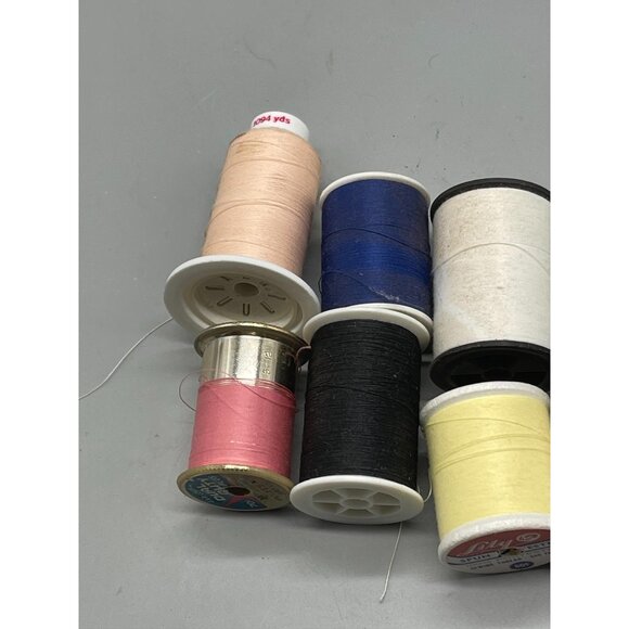 10 spools of polyester thread  varying colors red blue and sizes READ see photos - Picture 5 of 6
